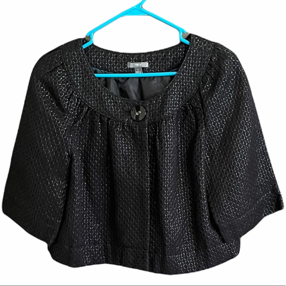 Apt 9 Black Stitch w/Button Cape Coat L